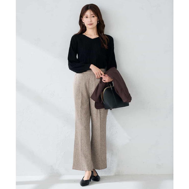 【マシンウォッシャブル】ツイード調ストレートパンツ | a.v.v【WOMEN】 | 詳細画像5 