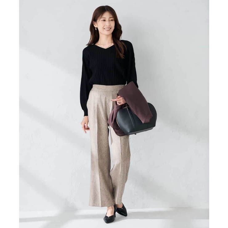 【マシンウォッシャブル】ツイード調ストレートパンツ | a.v.v【WOMEN】 | 詳細画像7 