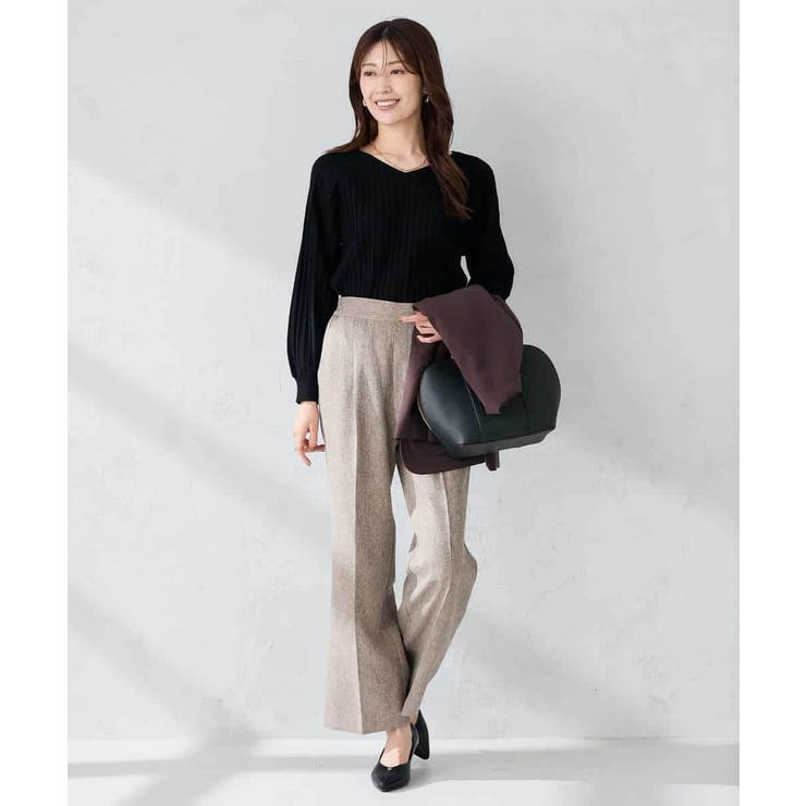 【マシンウォッシャブル】ツイード調ストレートパンツ | a.v.v【WOMEN】 | 詳細画像8 