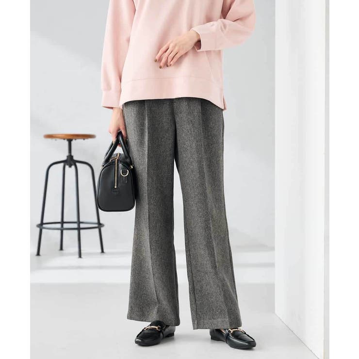 ダークグレー | 【マシンウォッシャブル】ツイード調ストレートパンツ | a.v.v【WOMEN】