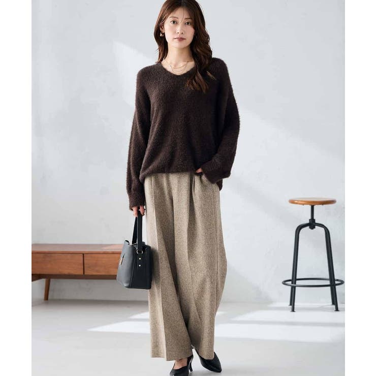 【マシンウォッシャブル 雑誌InRed(宝島社)12月号掲載】ツイード調ワイドパ… | a.v.v【WOMEN】 | 詳細画像4 