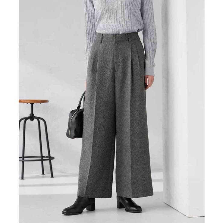 ダークグレー | 【マシンウォッシャブル 雑誌InRed(宝島社)12月号掲載】ツイード調ワイドパ… | a.v.v【WOMEN】