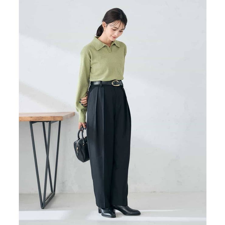 【洗える/裏起毛】タックテーパードパンツ | a.v.v【WOMEN】 | 詳細画像12 