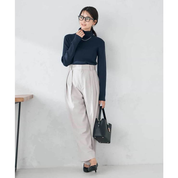 【洗える/裏起毛】タックテーパードパンツ | a.v.v【WOMEN】 | 詳細画像4 