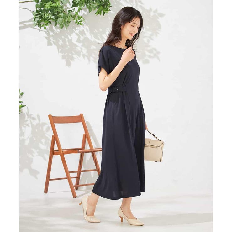 【UVカット/速乾/イージーケア】ウエストベルトフレアワンピース | a.v.v【WOMEN】 | 詳細画像4 