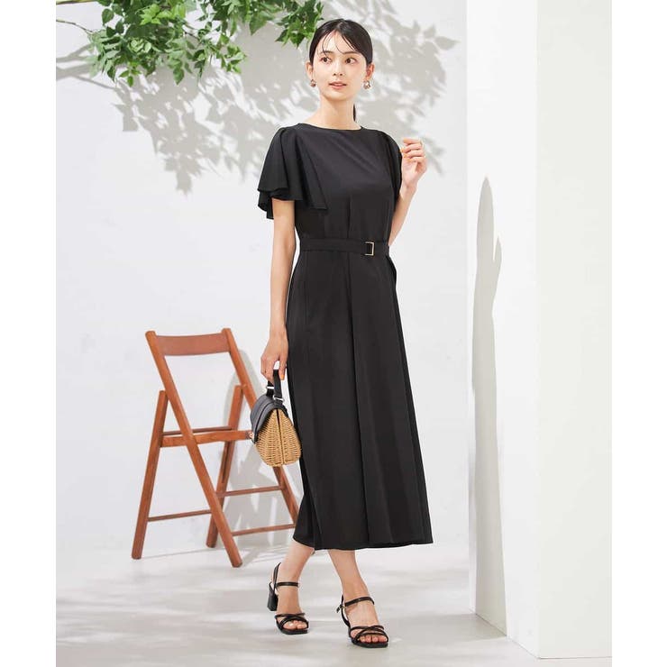 ブラック | 【UVカット/吸水速乾/イージーケア】フレアスリーブワンピース | a.v.v【WOMEN】