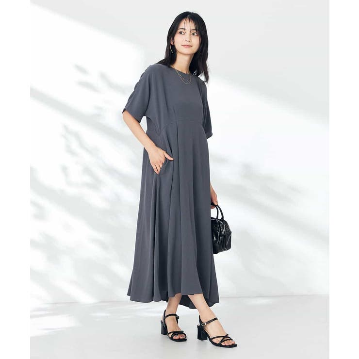 【接触冷感/洗える/ストレッチ/UVカット】ウエスト切り替えドルマンワンピース | a.v.v【WOMEN】 | 詳細画像13 