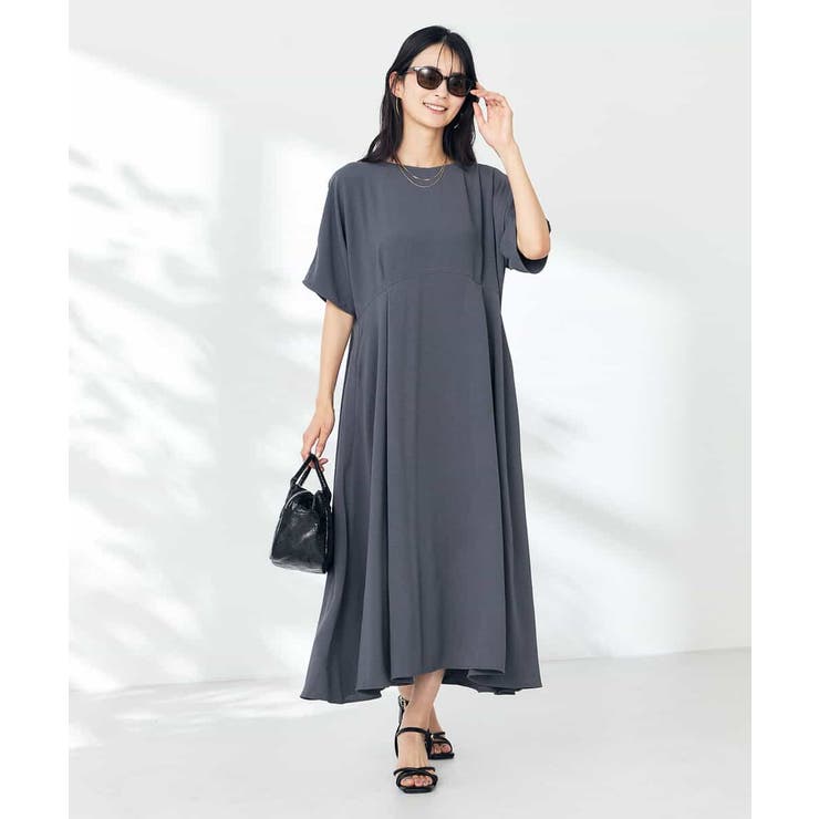 【接触冷感/洗える/ストレッチ/UVカット】ウエスト切り替えドルマンワンピース | a.v.v【WOMEN】 | 詳細画像14 