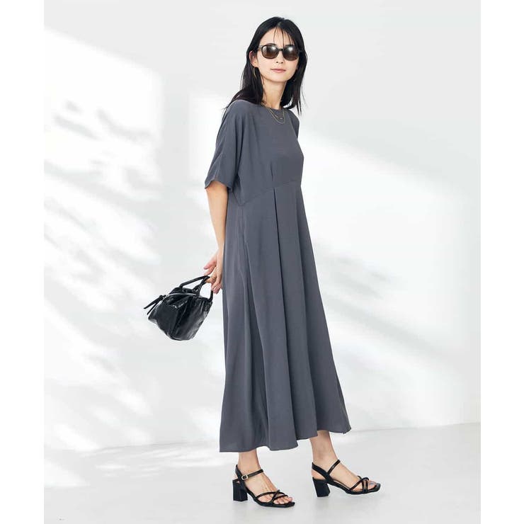 【接触冷感/洗える/ストレッチ/UVカット】ウエスト切り替えドルマンワンピース | a.v.v【WOMEN】 | 詳細画像15 