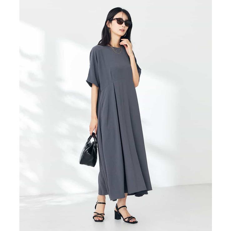 【接触冷感/洗える/ストレッチ/UVカット】ウエスト切り替えドルマンワンピース | a.v.v【WOMEN】 | 詳細画像16 