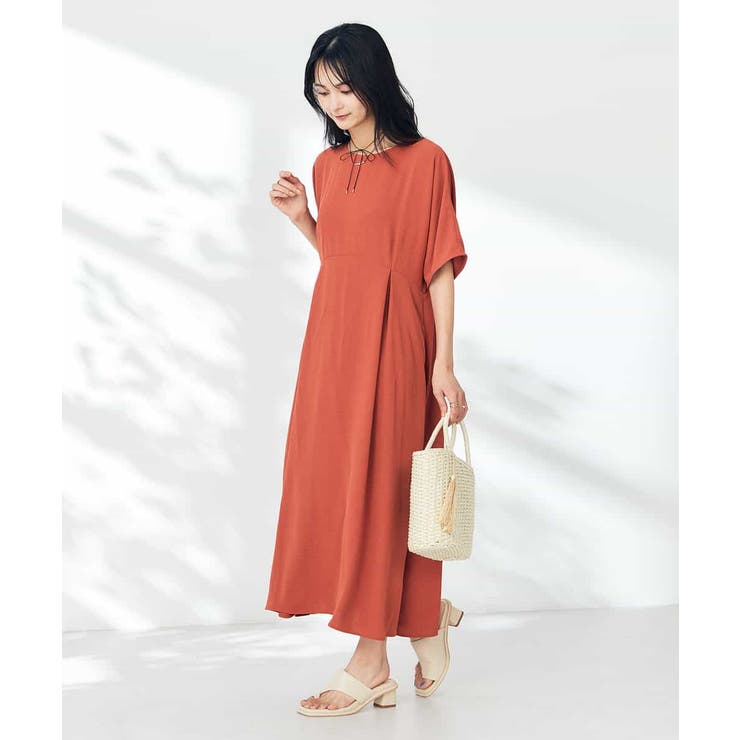 【接触冷感/洗える/ストレッチ/UVカット】ウエスト切り替えドルマンワンピース | a.v.v【WOMEN】 | 詳細画像3 