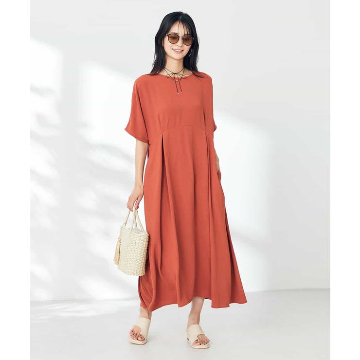 【接触冷感/洗える/ストレッチ/UVカット】ウエスト切り替えドルマンワンピース | a.v.v【WOMEN】 | 詳細画像6 