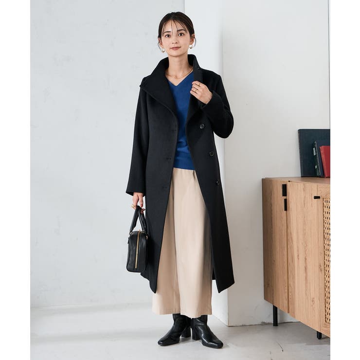 ブラック | 【2WAY】折り返しラペルロングコート | a.v.v【WOMEN】