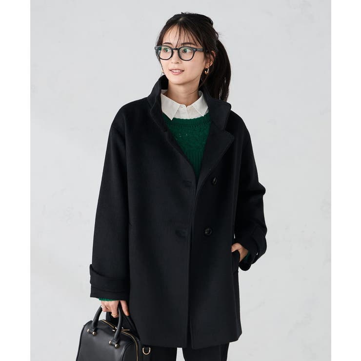 ブラック | スタンドカラーミディコート | a.v.v【WOMEN】