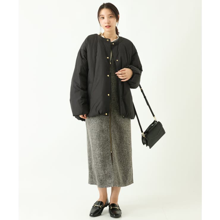 3WAY】ビッグカラーステッチレスミディダウンジャケット[品番