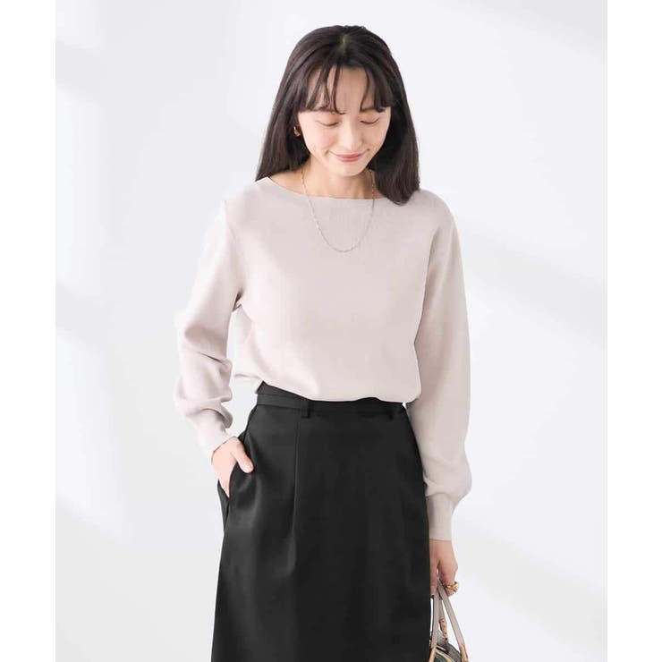 【低身長サイズ】【WEB限定 洗える UVカット】ボートネックパフスリーブニット | a.v.v【WOMEN】 | 詳細画像17 