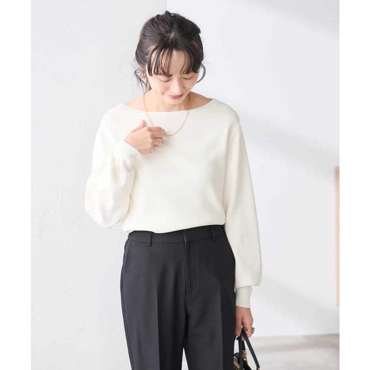 【低身長サイズ】【WEB限定 洗える UVカット】ボートネックパフスリーブニット | a.v.v【WOMEN】 | 詳細画像22 