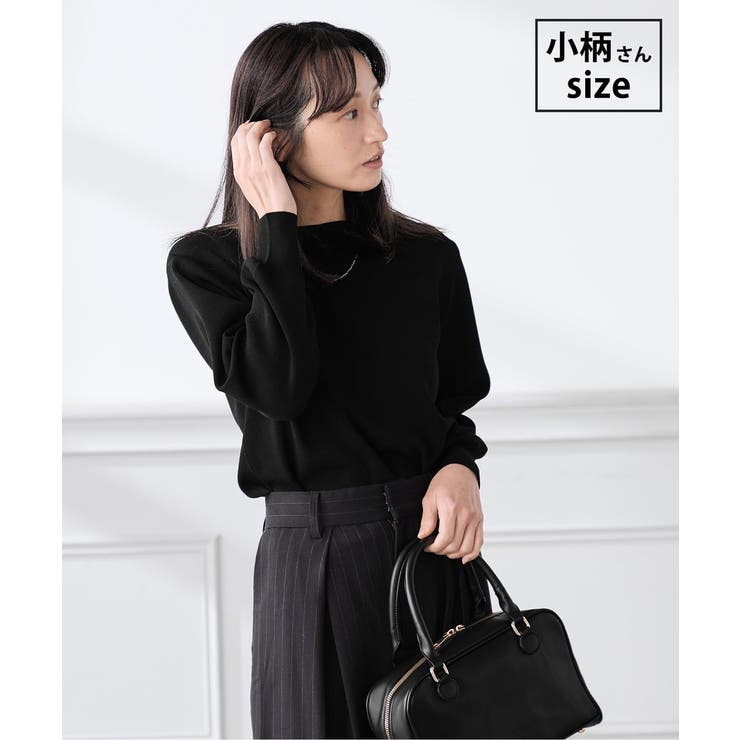 ブラック | 【低身長サイズ】【WEB限定 洗える UVカット】ボートネックパフスリーブニット | a.v.v【WOMEN】