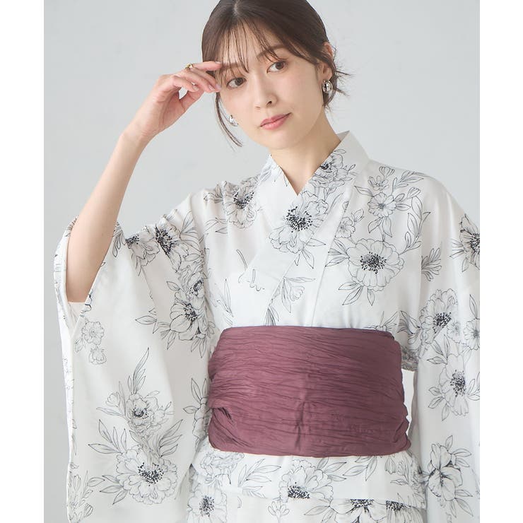 ホワイト | 二部式で簡単に着られる！セパレート浴衣 3点セット【接触冷感 洗える | a.v.v【WOMEN】