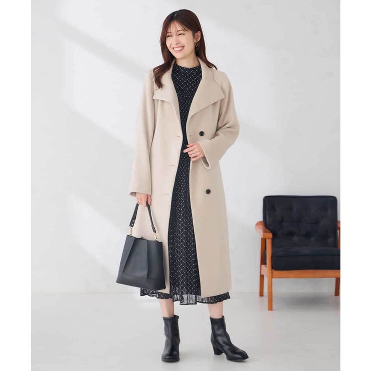 ベージュ | 【WEB限定】2WAY 折り返し ラペル ロング コート | a.v.v【WOMEN】