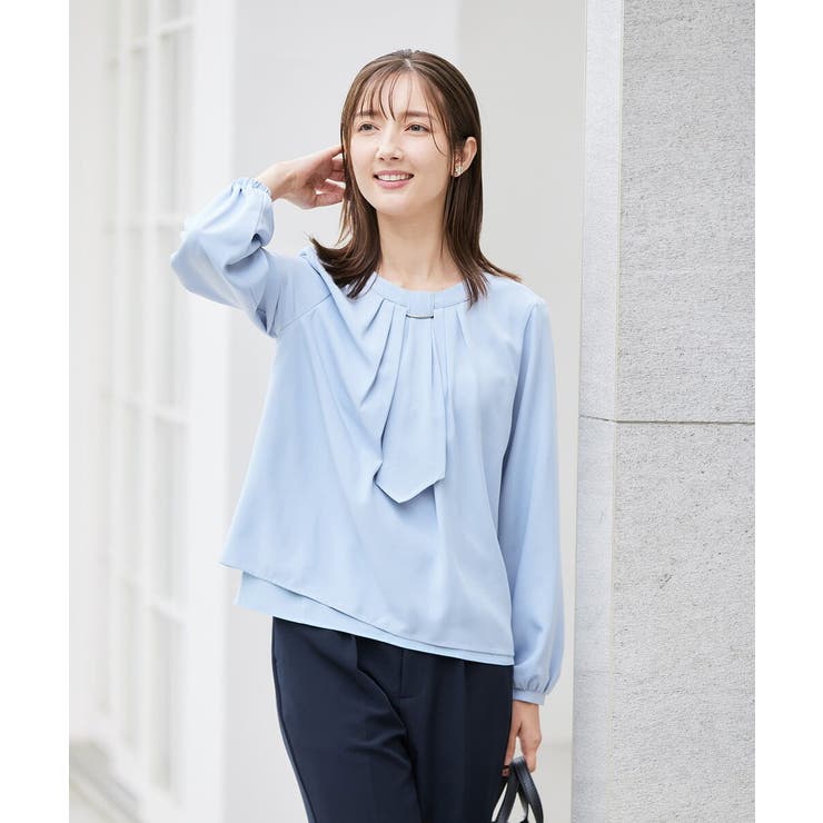 【洗える/ストレッチ】ボウタイメタルチャームブラウス | a.v.v【WOMEN】 | 詳細画像1 