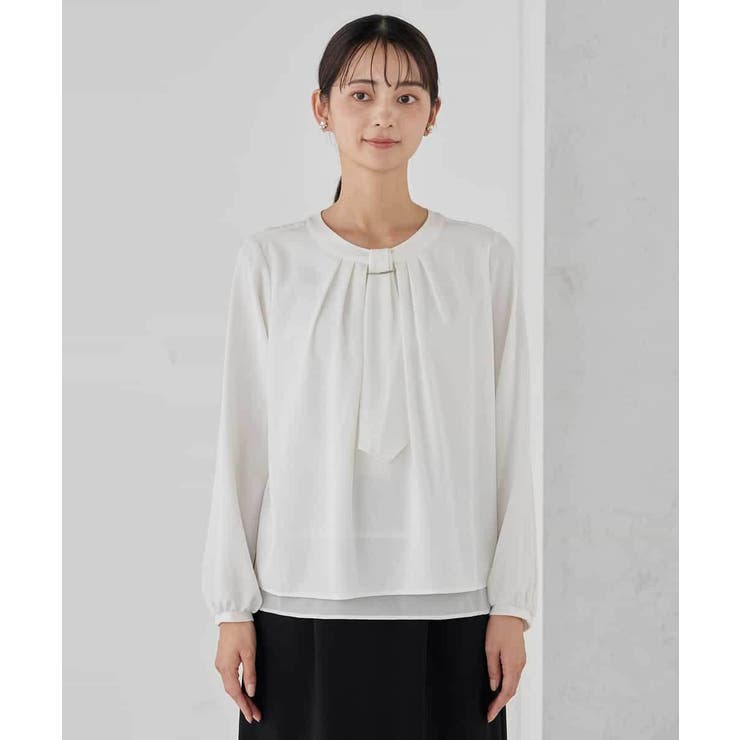 【洗える/ストレッチ】ボウタイメタルチャームブラウス | a.v.v【WOMEN】 | 詳細画像32 