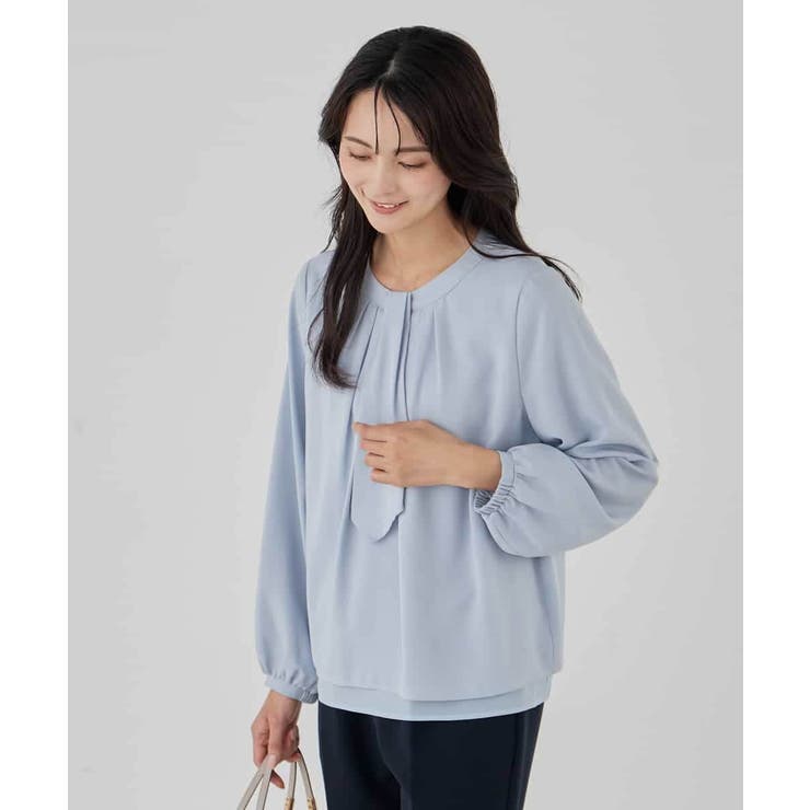 【洗える/ストレッチ】ボウタイメタルチャームブラウス | a.v.v【WOMEN】 | 詳細画像8 