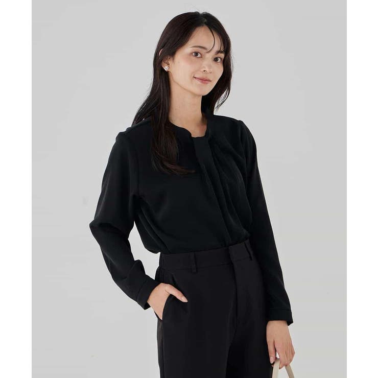 ブラック | 【洗える】ボウタイ風ブラウス | a.v.v【WOMEN】