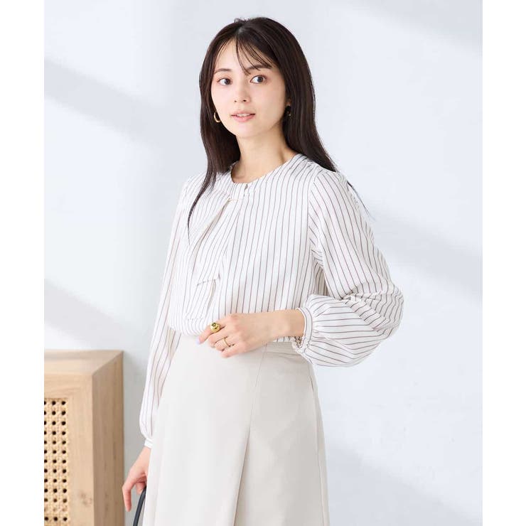 【洗える/ストレッチ】バーチャームボウタイブラウス | a.v.v【WOMEN】 | 詳細画像19 