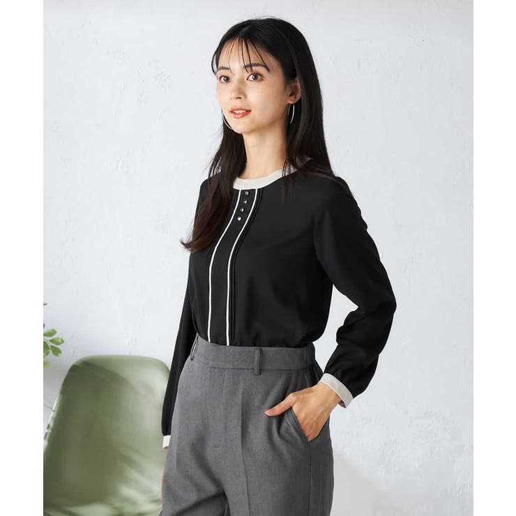 【洗える】バイカラーピンタックブラウス | a.v.v【WOMEN】 | 詳細画像10 