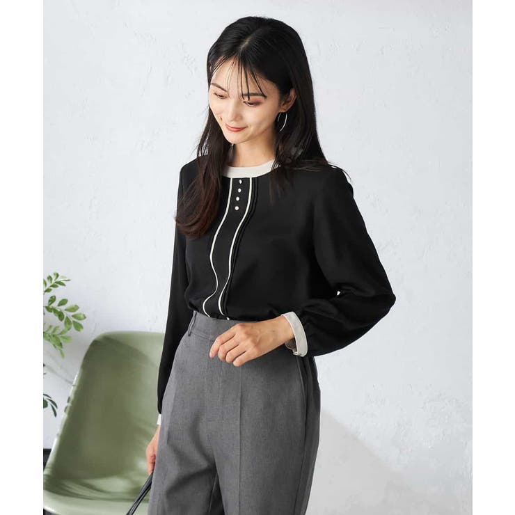 【洗える】バイカラーピンタックブラウス | a.v.v【WOMEN】 | 詳細画像8 