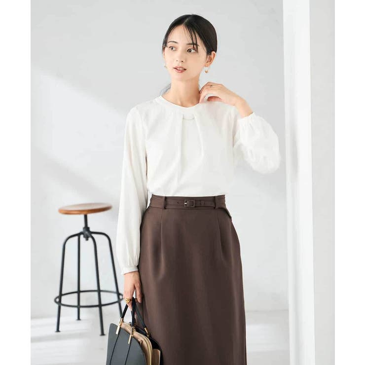 ホワイト | 【洗える】バーチャームボウタイブラウス | a.v.v【WOMEN】