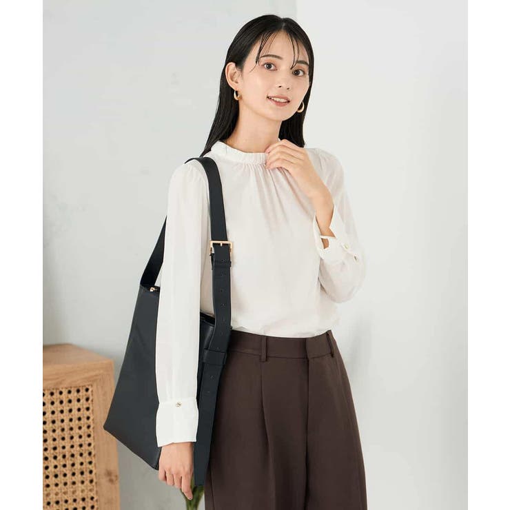 【洗える】プチハイネックギャザードビードットブラウス | a.v.v【WOMEN】 | 詳細画像15 