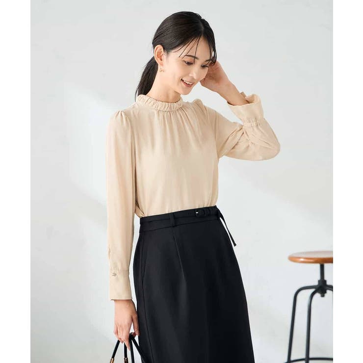 【洗える】プチハイネックギャザードビードットブラウス | a.v.v【WOMEN】 | 詳細画像2 