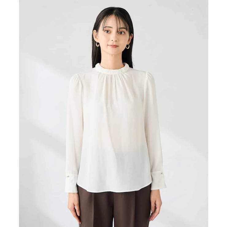 【洗える】プチハイネックギャザードビードットブラウス | a.v.v【WOMEN】 | 詳細画像29 