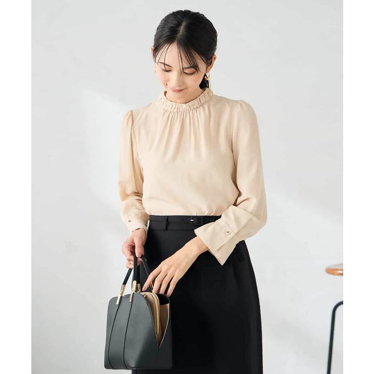 【洗える】プチハイネックギャザードビードットブラウス | a.v.v【WOMEN】 | 詳細画像3 