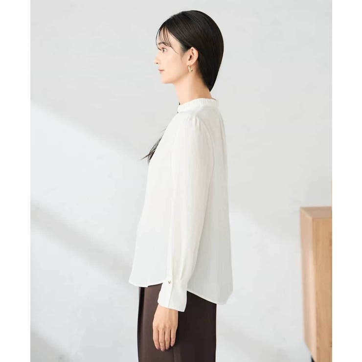 【洗える】プチハイネックギャザードビードットブラウス | a.v.v【WOMEN】 | 詳細画像30 