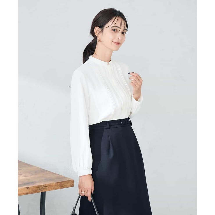 ホワイト | 【洗える/WEB限定】ピンタックブラウス | a.v.v【WOMEN】