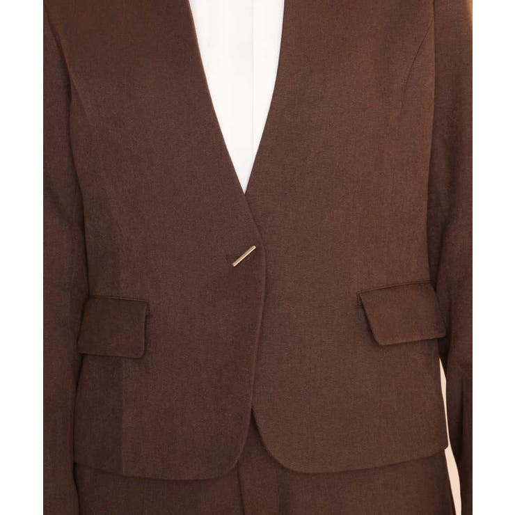 【セットアップ対応】ブラウン バーボタン付きキーネックジャケット | a.v.v【WOMEN】 | 詳細画像11