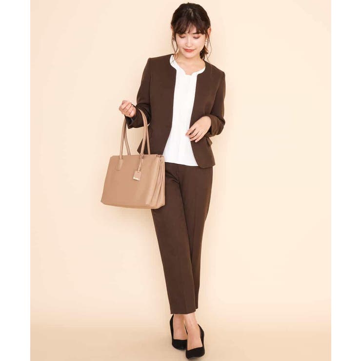 【セットアップ対応】ブラウン バーボタン付きキーネックジャケット | a.v.v【WOMEN】 | 詳細画像2