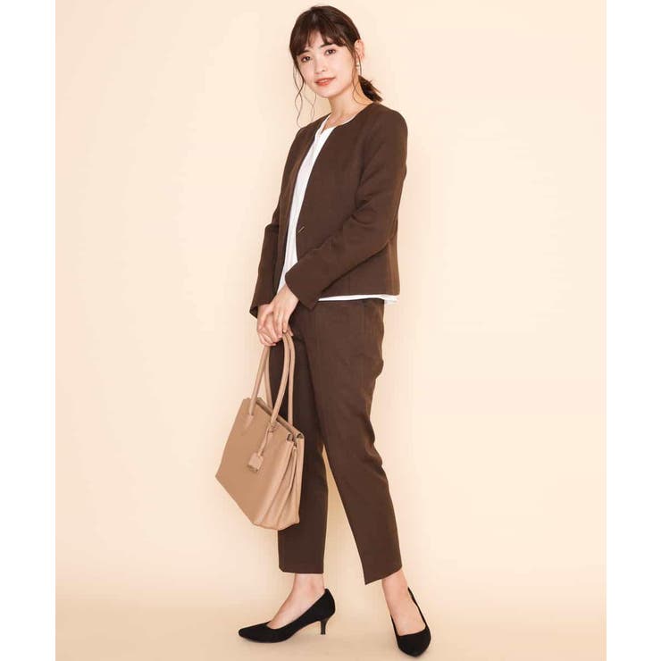 【セットアップ対応】ブラウン バーボタン付きキーネックジャケット | a.v.v【WOMEN】 | 詳細画像3