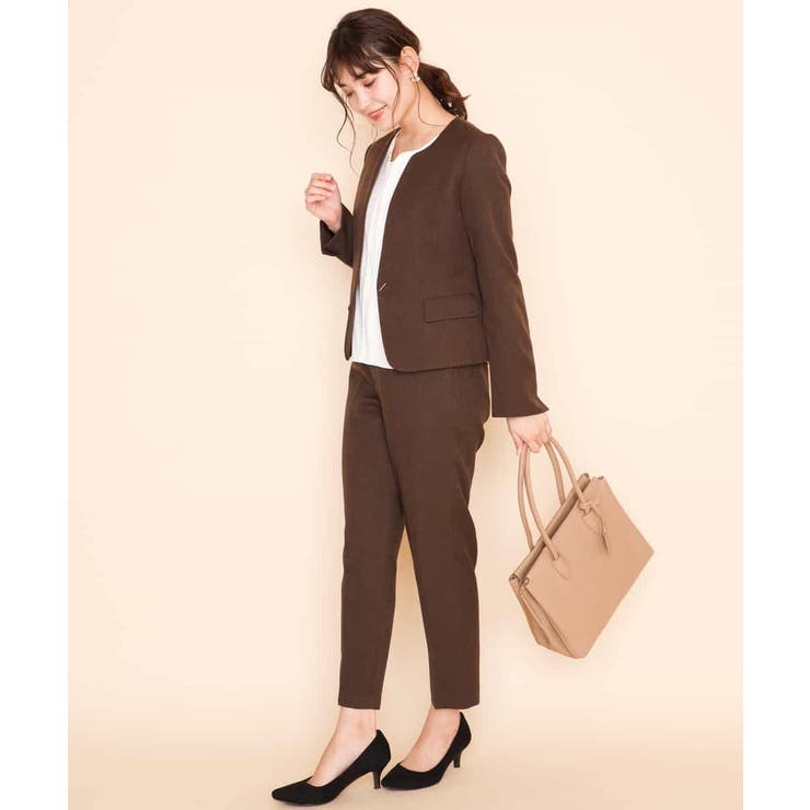 【セットアップ対応】ブラウン バーボタン付きキーネックジャケット | a.v.v【WOMEN】 | 詳細画像4