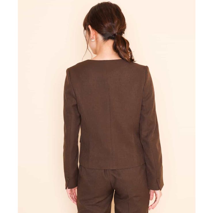 【セットアップ対応】ブラウン バーボタン付きキーネックジャケット | a.v.v【WOMEN】 | 詳細画像7