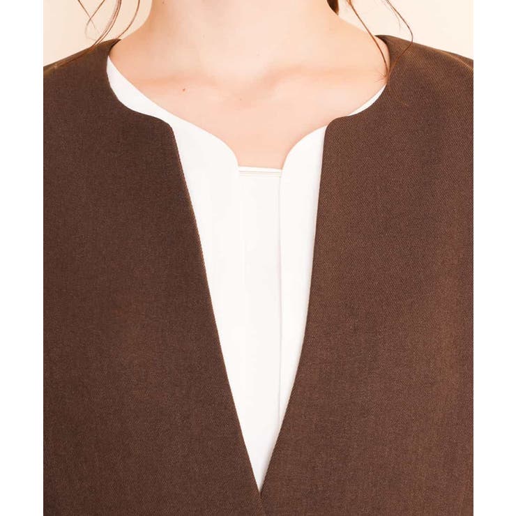 【セットアップ対応】ブラウン バーボタン付きキーネックジャケット | a.v.v【WOMEN】 | 詳細画像8