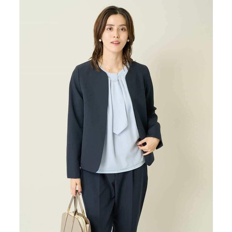 【洗える/イージーケア/ストレッチ】ダブルクロスキーネックジャケット | a.v.v【WOMEN】 | 詳細画像15 