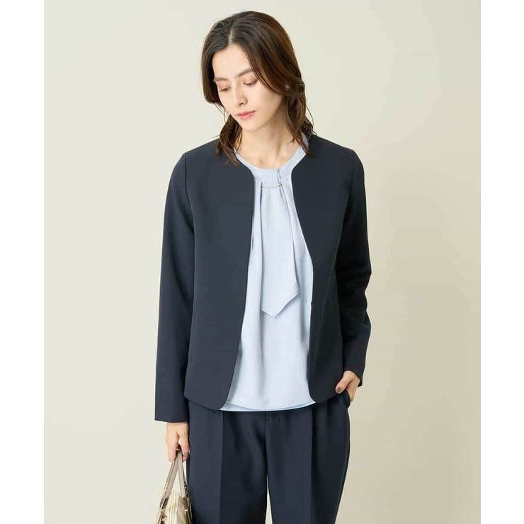 【洗える/イージーケア/ストレッチ】ダブルクロスキーネックジャケット | a.v.v【WOMEN】 | 詳細画像16 