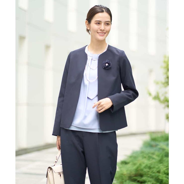 【洗える/イージーケア/ストレッチ】ダブルクロスキーネックジャケット | a.v.v【WOMEN】 | 詳細画像3 