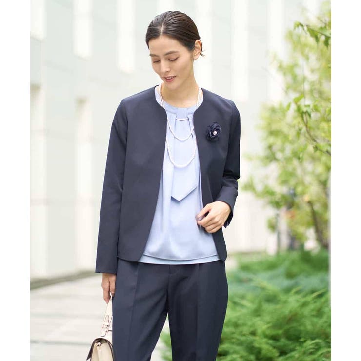 【洗える/イージーケア/ストレッチ】ダブルクロスキーネックジャケット | a.v.v【WOMEN】 | 詳細画像5 