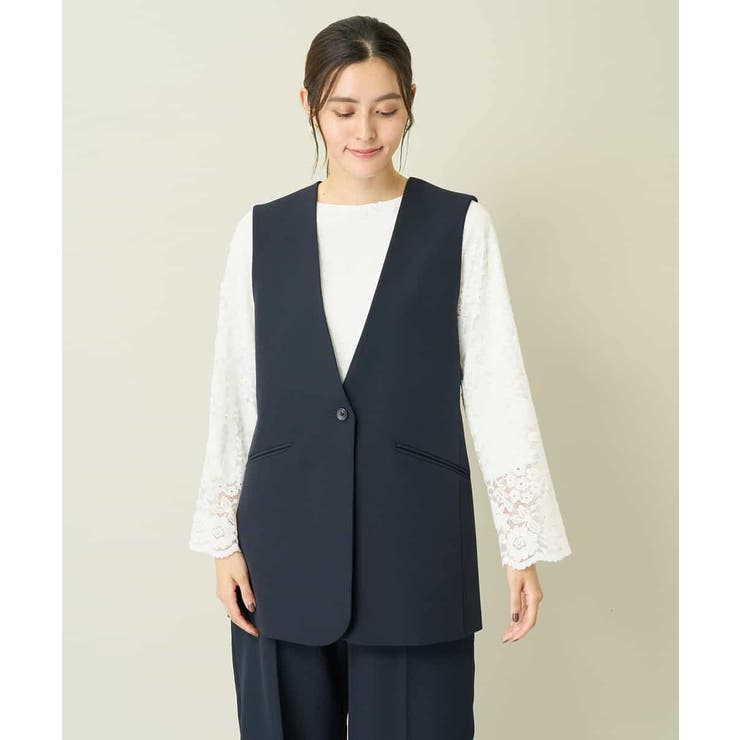 【洗える/イージーケア/ストレッチ】ダブルクロスVネックジレ | a.v.v【WOMEN】 | 詳細画像10 