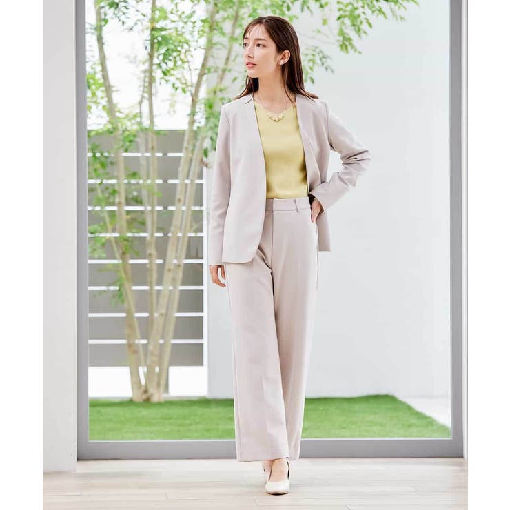 【洗える ストレッチ セットアップ対応】ダブルクロスVネックノーカラージャケット | a.v.v【WOMEN】 | 詳細画像10 